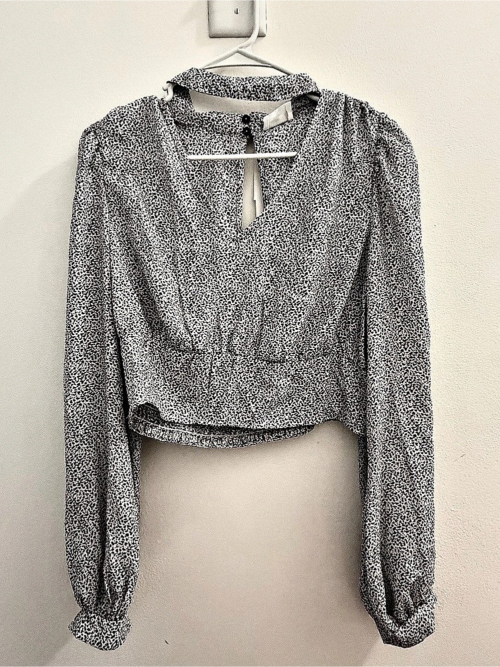 Sienna Sky Black & White Animal Print Cropped Blouse